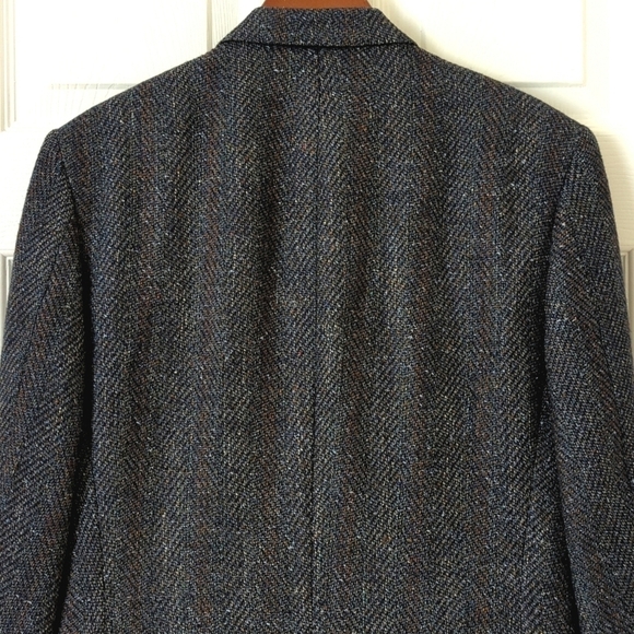 Pierre Cardin 80's Vintage Union Made Herringbone Woven Blazer Jacket Navy 42R - Picture 16 of 16